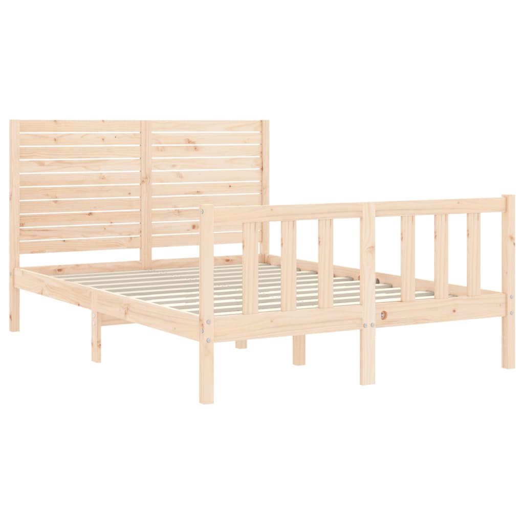 Bed Frame without Mattress Solid Wood Pine Length 200 cm Natural 140 cm
