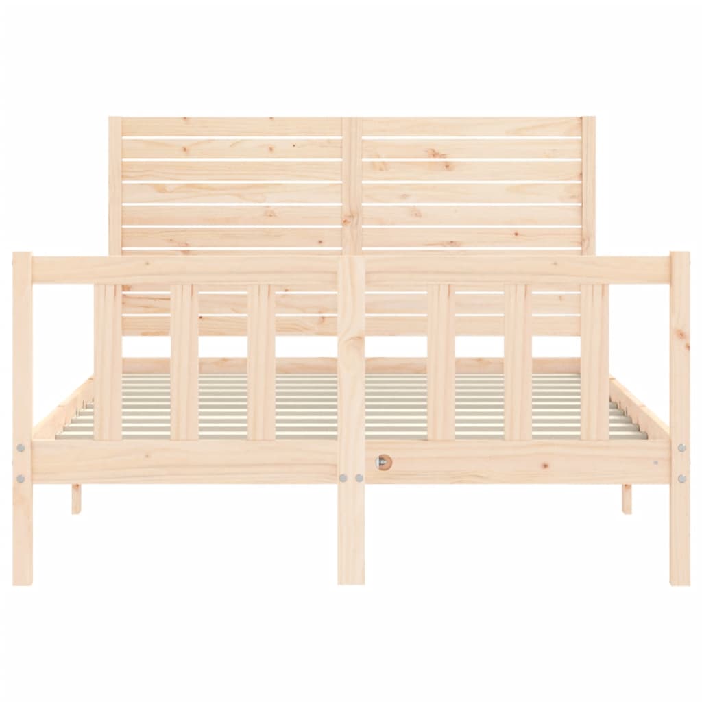 Bed Frame without Mattress Solid Wood Pine Length 200 cm Natural 140 cm
