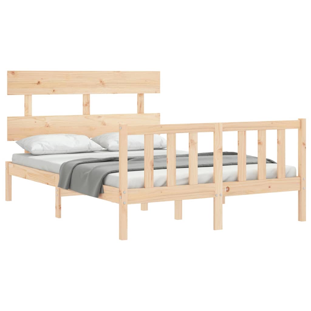 Bed Frame without Mattress Solid Wood Pine with Headboard & Footboard Length 200 cm Natural 140 cm