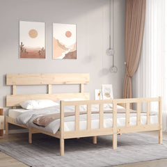 Bed Frame without Mattress Solid Wood Pine with Headboard & Footboard Length 200 cm Natural 160 cm
