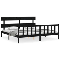 vidaXL Bed Frame without Mattress Black 200x200 cm Solid Wood Pine 2