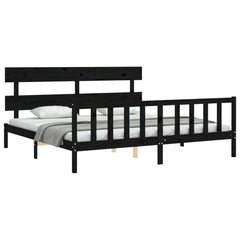 vidaXL Bed Frame without Mattress Black 200x200 cm Solid Wood Pine 3