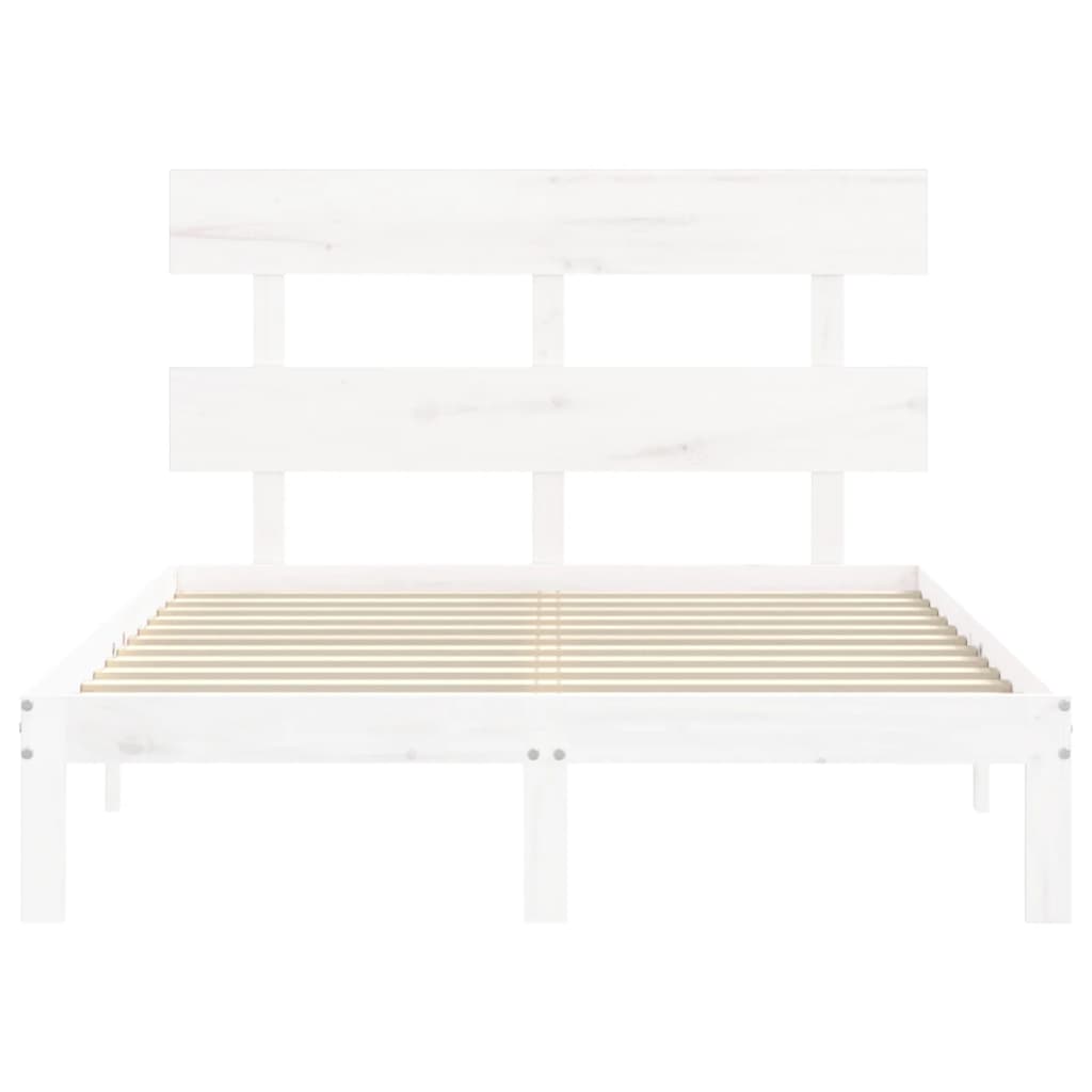 Bed Frame without Mattress Solid Wood Pine with Headboard Length 200 cm White 120 cm