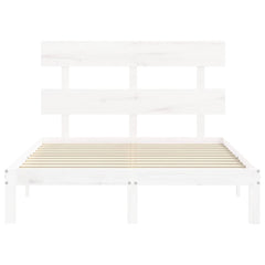 Bed Frame without Mattress Solid Wood Pine with Headboard Length 200 cm White 120 cm