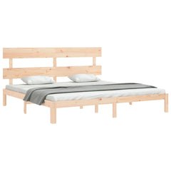 Bed Frame without Mattress Solid Wood Pine with Headboard Length 200 cm Natural 200 cm