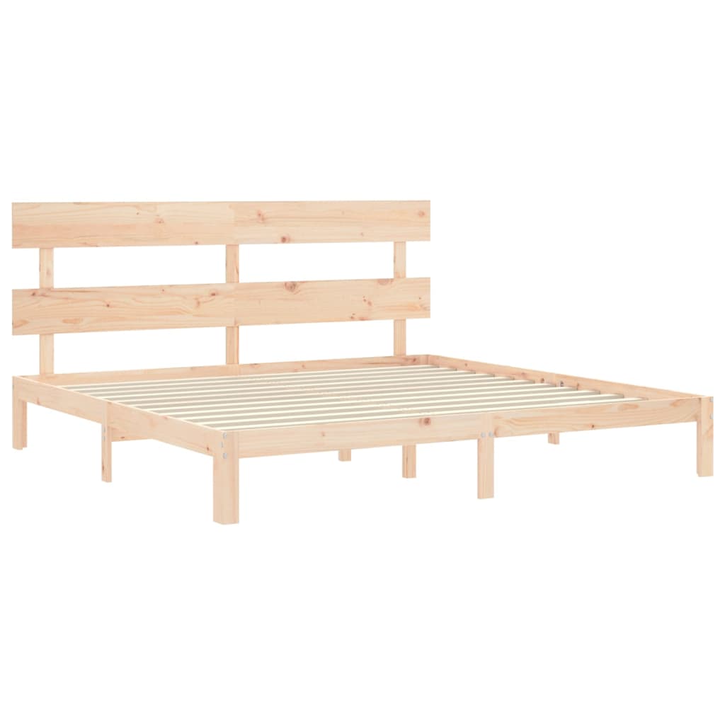 Bed Frame without Mattress Solid Wood Pine with Headboard Length 200 cm Natural 200 cm