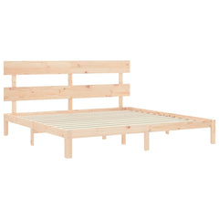 Bed Frame without Mattress Solid Wood Pine with Headboard Length 200 cm Natural 200 cm