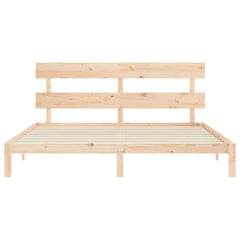 Bed Frame without Mattress Solid Wood Pine with Headboard Length 200 cm Natural 200 cm