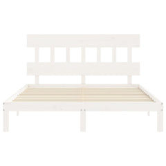 Bed Frame without Mattress Solid Wood Pine with Headboard Length 200 cm White 160 cm