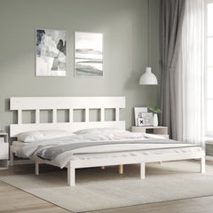 Bed Frame without Mattress Solid Wood Pine with Headboard Length 200 cm White 200 cm