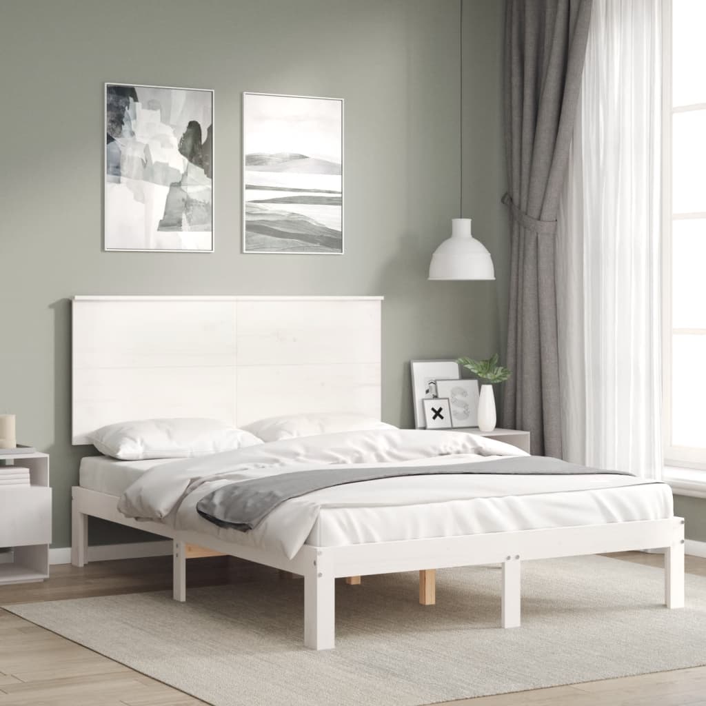 vidaXL Bed Frame without Mattress White Small Double Solid Wood Pine 4