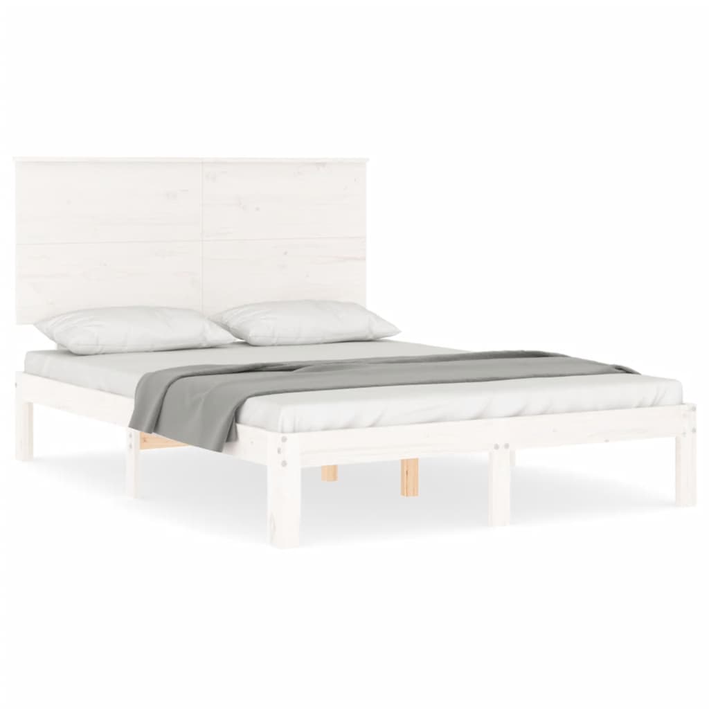 Bed Frame without Mattress Solid Wood Pine Length 200 cm White 120 cm