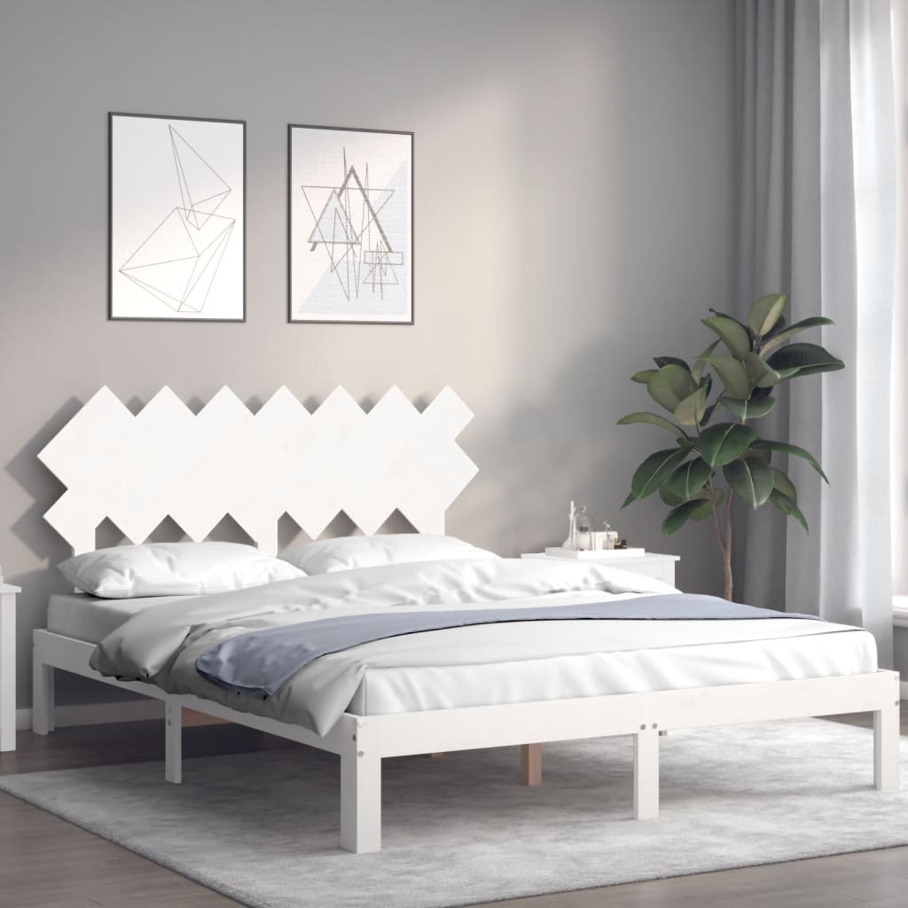 Bed Frame without Mattress Solid Wood Pine Length White