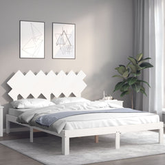 Bed Frame without Mattress Solid Wood Pine Length White