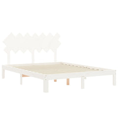 Bed Frame without Mattress Solid Wood Pine Length 200 cm White 140 cm