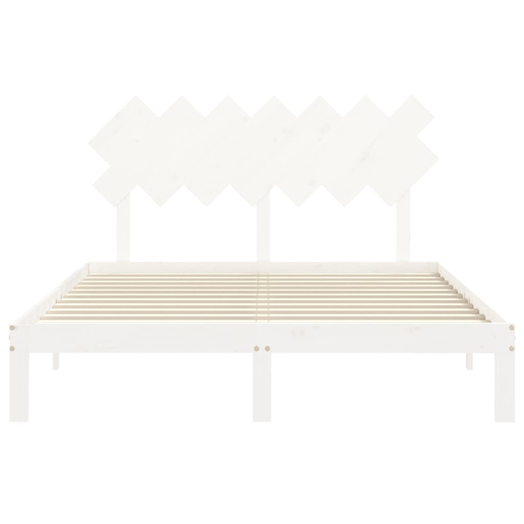 Bed Frame without Mattress Solid Wood Pine Length 200 cm White 140 cm