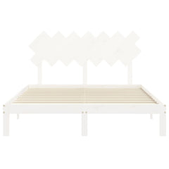 Bed Frame without Mattress Solid Wood Pine Length 200 cm White 140 cm