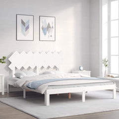 Bed Frame without Mattress Solid Wood Pine Length 200 cm White 160 cm