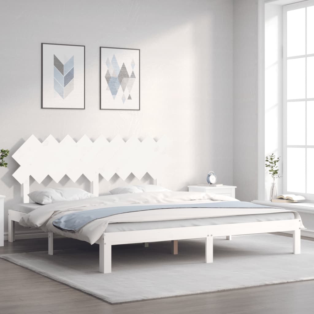 Bed Frame without Mattress Solid Wood Pine Length 200 cm White 180 cm