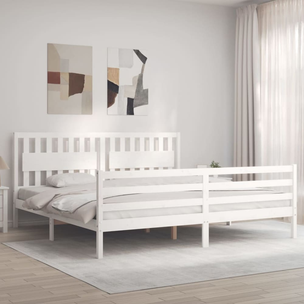 vidaXL Bed Frame without Mattress White 200x200 cm Solid Wood 4