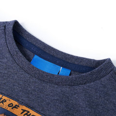 vidaXL Kids'T-shirt with Long Sleeves Dark Blue Melange 128 3