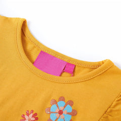vidaXL Kids'T-shirt with Long Sleeves Dark Ochre 104 3