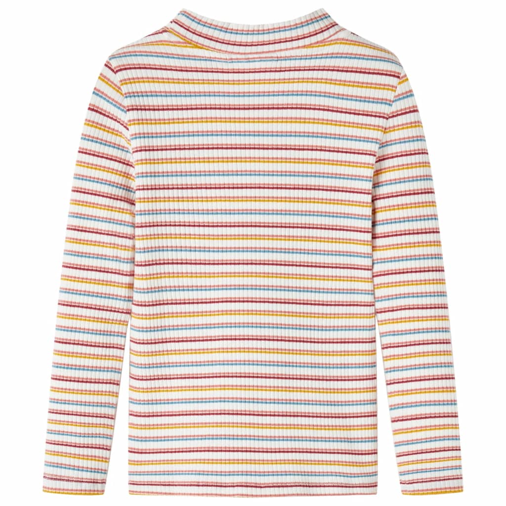 vidaXL Kids'T-shirt with Long Sleeves Mock Turtleneck Ecru 92 2