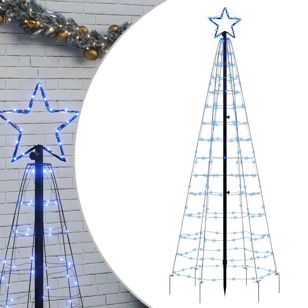 vidaXL LED Christmas Tree with Spikes 220 LEDs Blue 180 cm 2