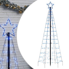 vidaXL LED Christmas Tree with Spikes 220 LEDs Blue 180 cm 2