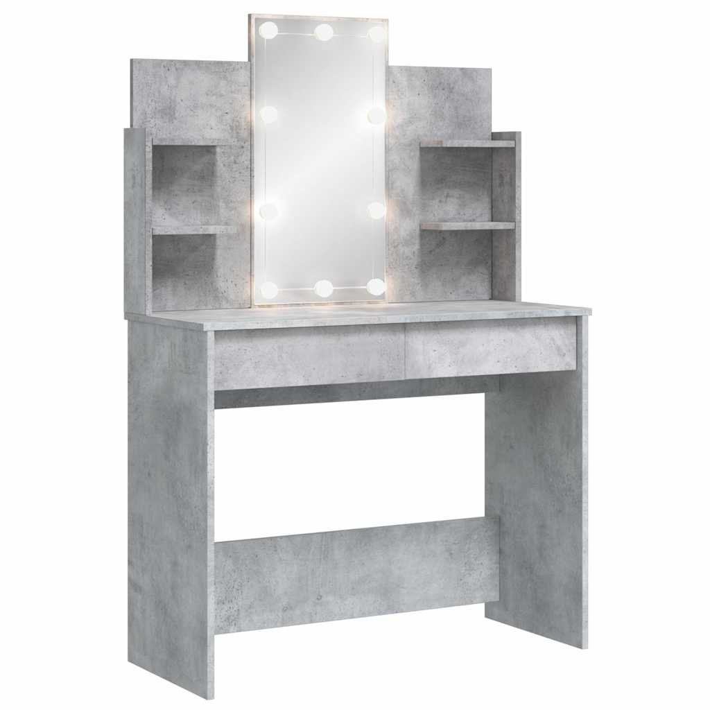 vidaXL Dressing Table with LED Lights Concrete Grey 96x40x142 cm 2