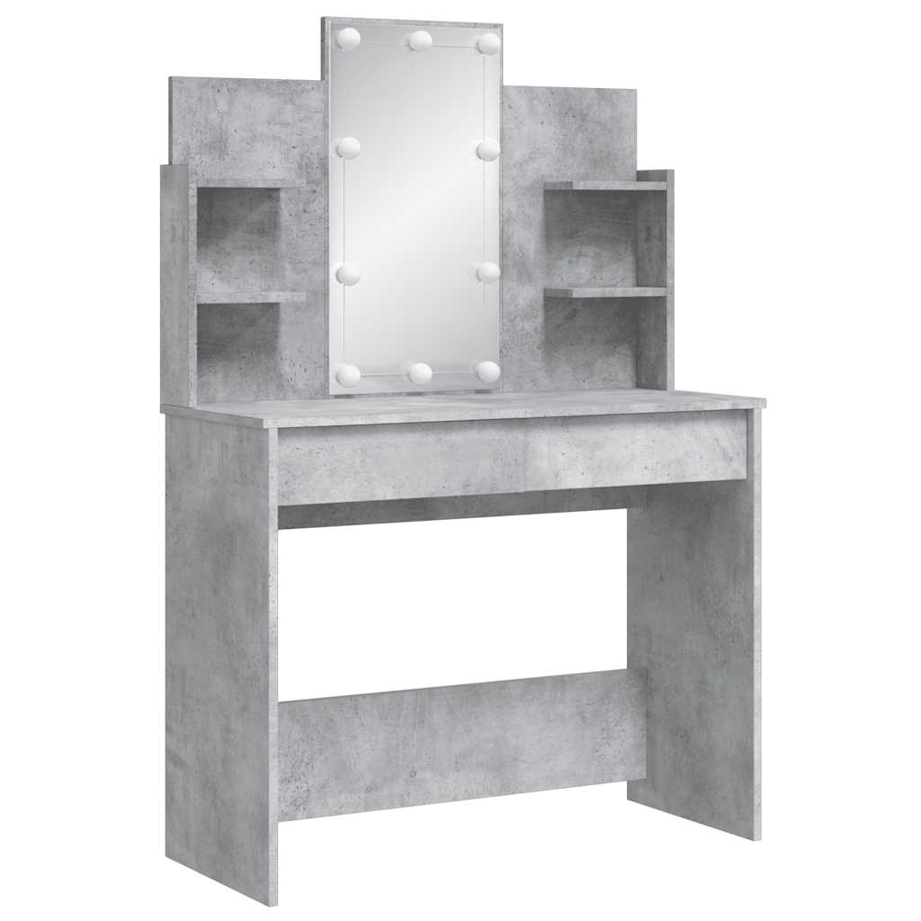 vidaXL Dressing Table with LED Lights Concrete Grey 96x40x142 cm 3