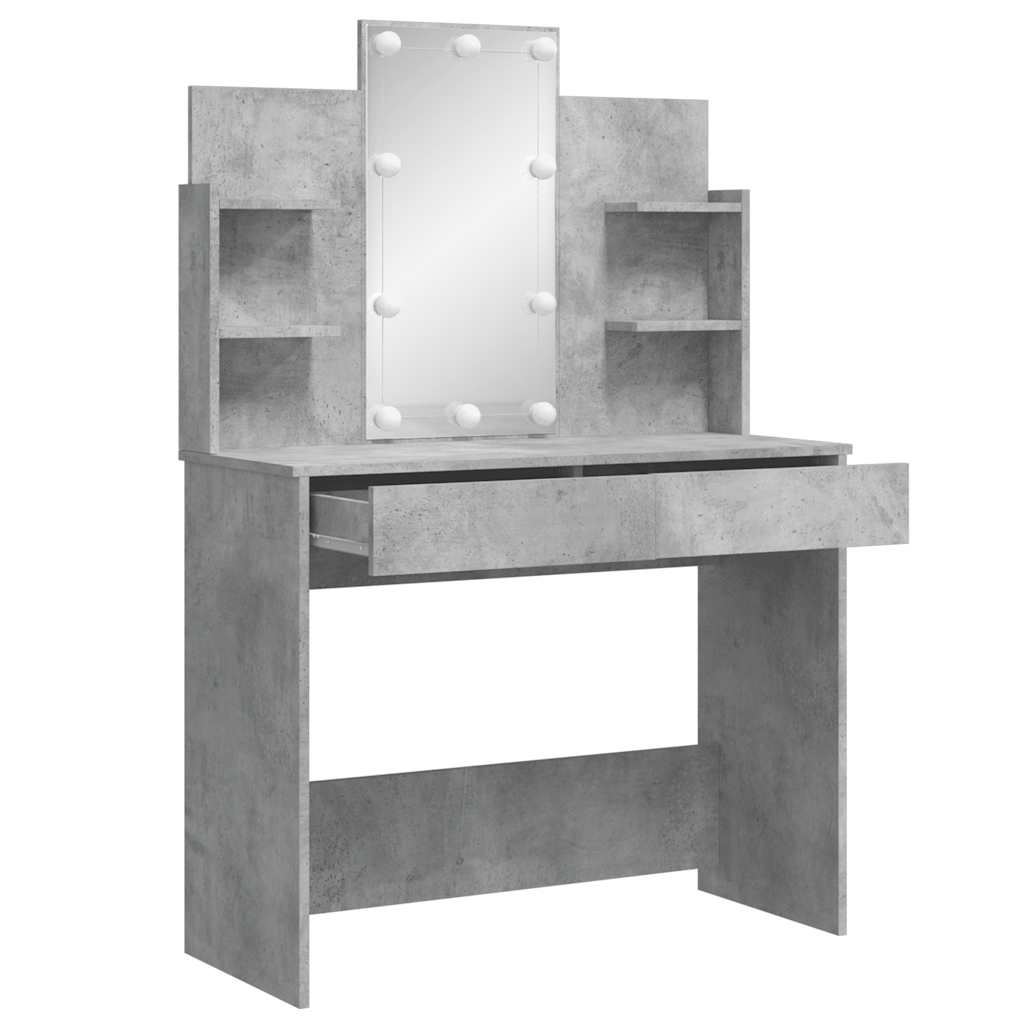 vidaXL Dressing Table with LED Lights Concrete Grey 96x40x142 cm 4