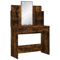 Dressing Table with LED Lights 96x40x142 cm Smoked oak