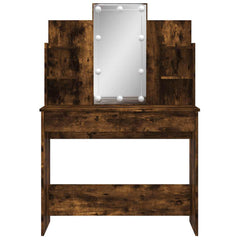 vidaXL Dressing Table with LED Lights Smoked Oak 96x40x142 cm 5