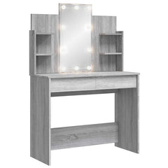 vidaXL Dressing Table with LED Lights Grey Sonoma 96x40x142 cm 2