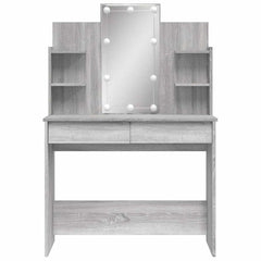 vidaXL Dressing Table with LED Lights Grey Sonoma 96x40x142 cm 5