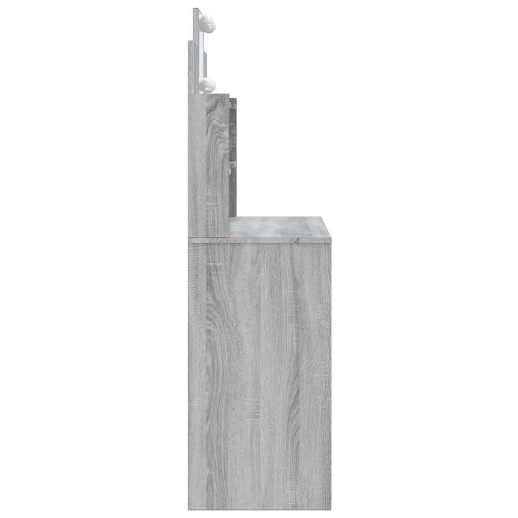 vidaXL Dressing Table with LED Lights Grey Sonoma 96x40x142 cm 6