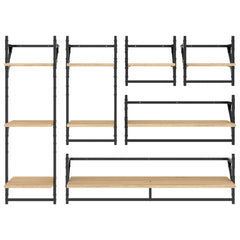 vidaXL 6 Piece Wall Shelf Set with Bars Sonoma Oak Engineered Wood 4