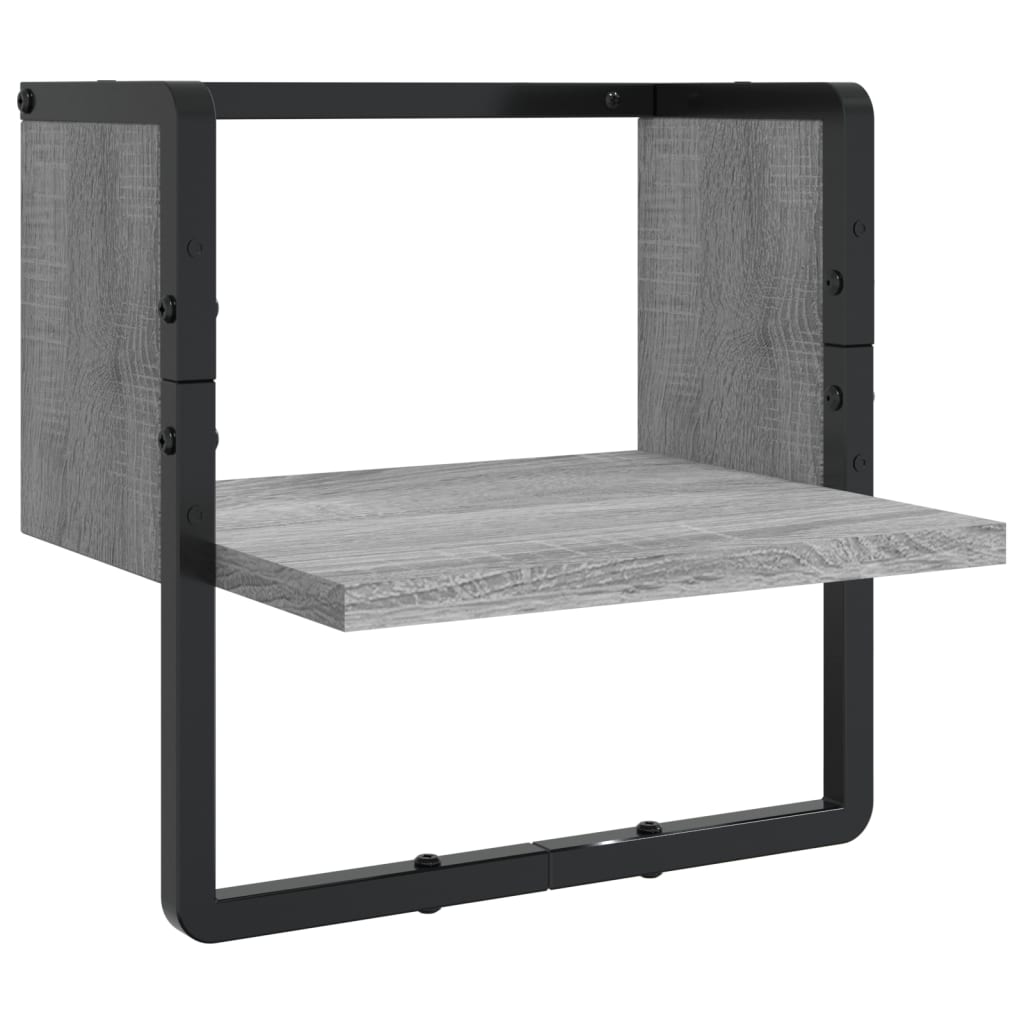 vidaXL 4 Piece Wall Shelf Set with Bars Grey Sonoma Engineered Wood 6