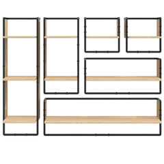 vidaXL 6 Piece Wall Shelf Set with Bars Sonoma Oak Engineered Wood 4