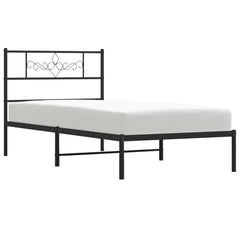 vidaXL Metal Bed Frame without Mattress with Headboard Black 90x190cm 4