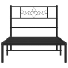 vidaXL Metal Bed Frame without Mattress with Headboard Black 90x190cm 5