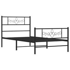vidaXL Metal Bed Frame without Mattress with Footboard Black 80x200cm 3