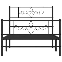 vidaXL Metal Bed Frame without Mattress with Footboard Black 80x200cm 5