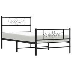 vidaXL Metal Bed Frame without Mattress with Footboard Black 100x200cm 5