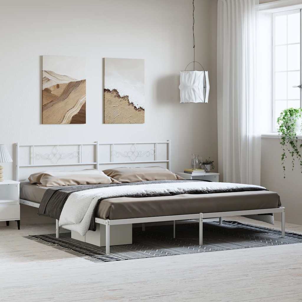 vidaXL Bed Frame | White | Powder-Coated Steel | Double | Bed Frame 1