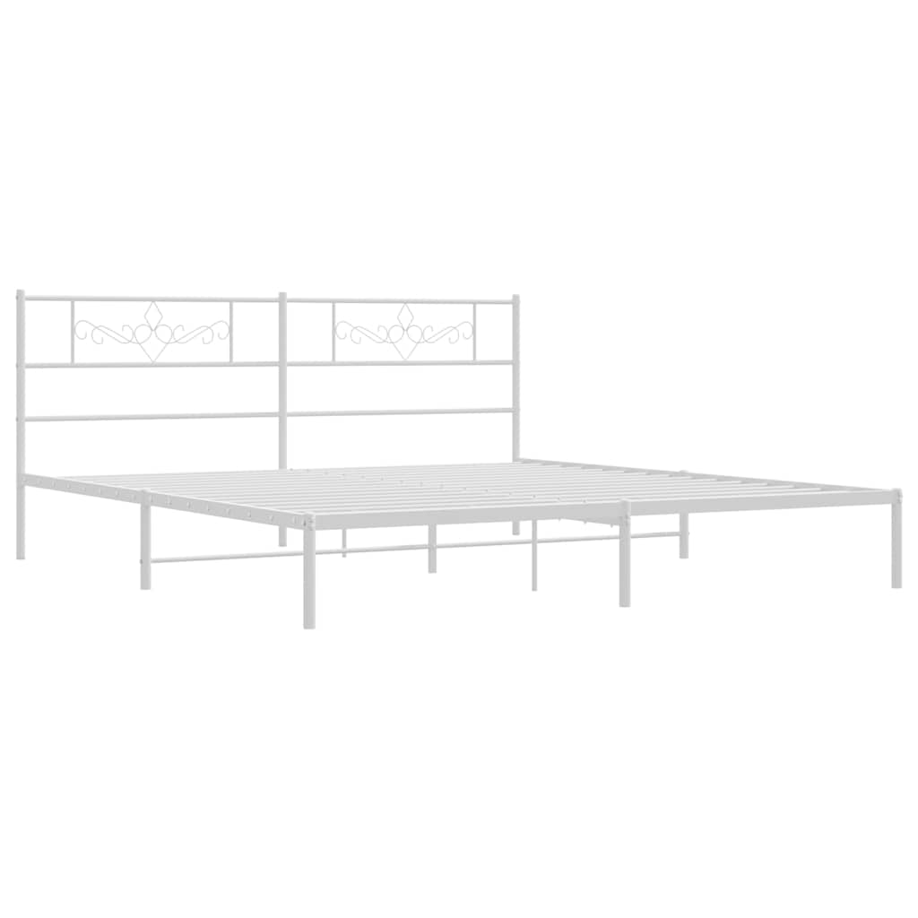 vidaXL Bed Frame | White | Powder-Coated Steel | 193x203cm | Modern | Bed Frame 3