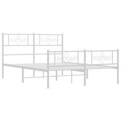 Metal Bed Frame without Mattress with Footboard with Headboard & Footboard White 135 cm 190 cm