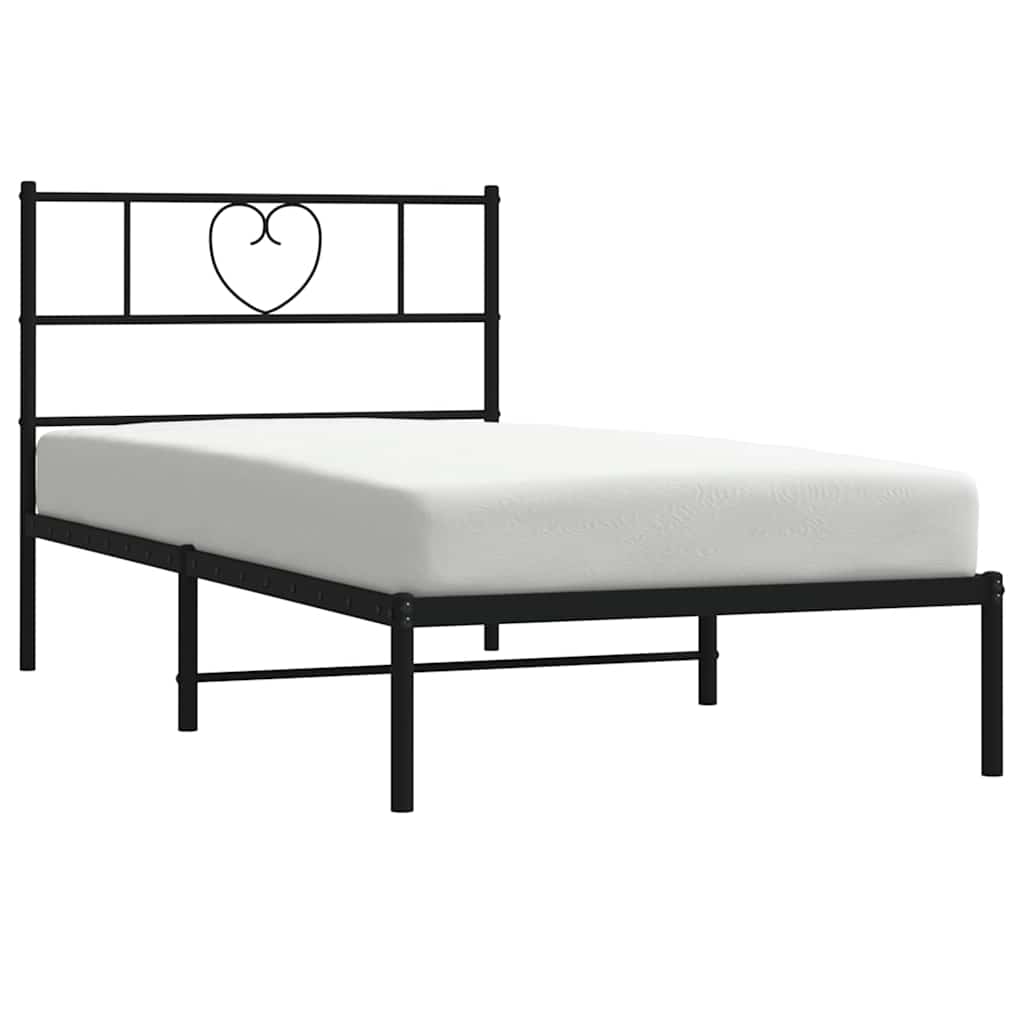 vidaXL Metal Bed Frame without Mattress with Headboard Black 100x200cm 3