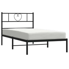 vidaXL Metal Bed Frame without Mattress with Headboard Black 100x200cm 3
